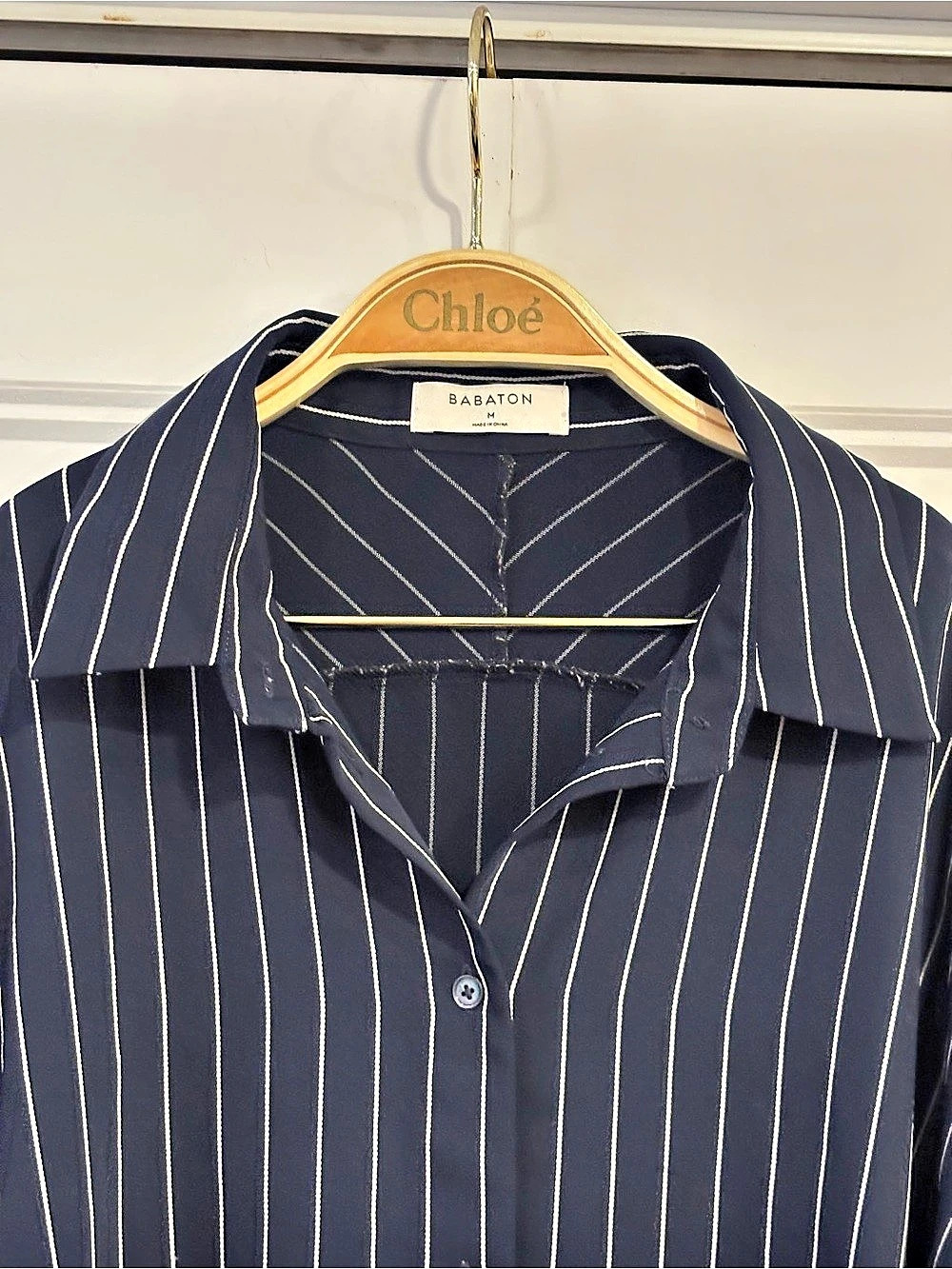 BABATON Striped Button Down in Blue & White . Medium size - Picture 2 of 6